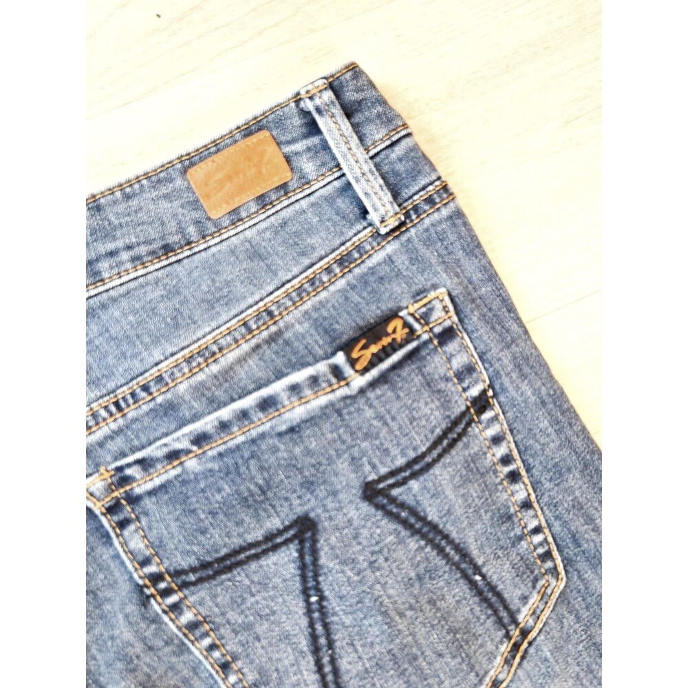 Seven7 Tower High Rise Straight Crop Jeans Size 12 Frayed Raw Hem Stretch - Picture 2 of 8
